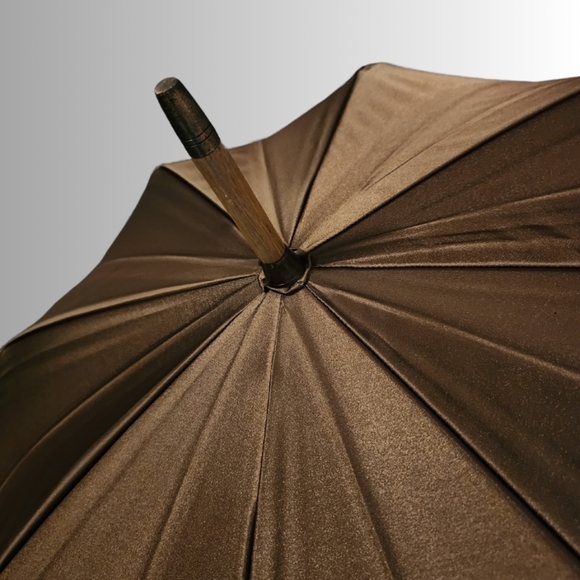 Vintage x 80s Fendi FF Motif Zucchino Print Wood Grain Umbrella - Picture 11 of 16